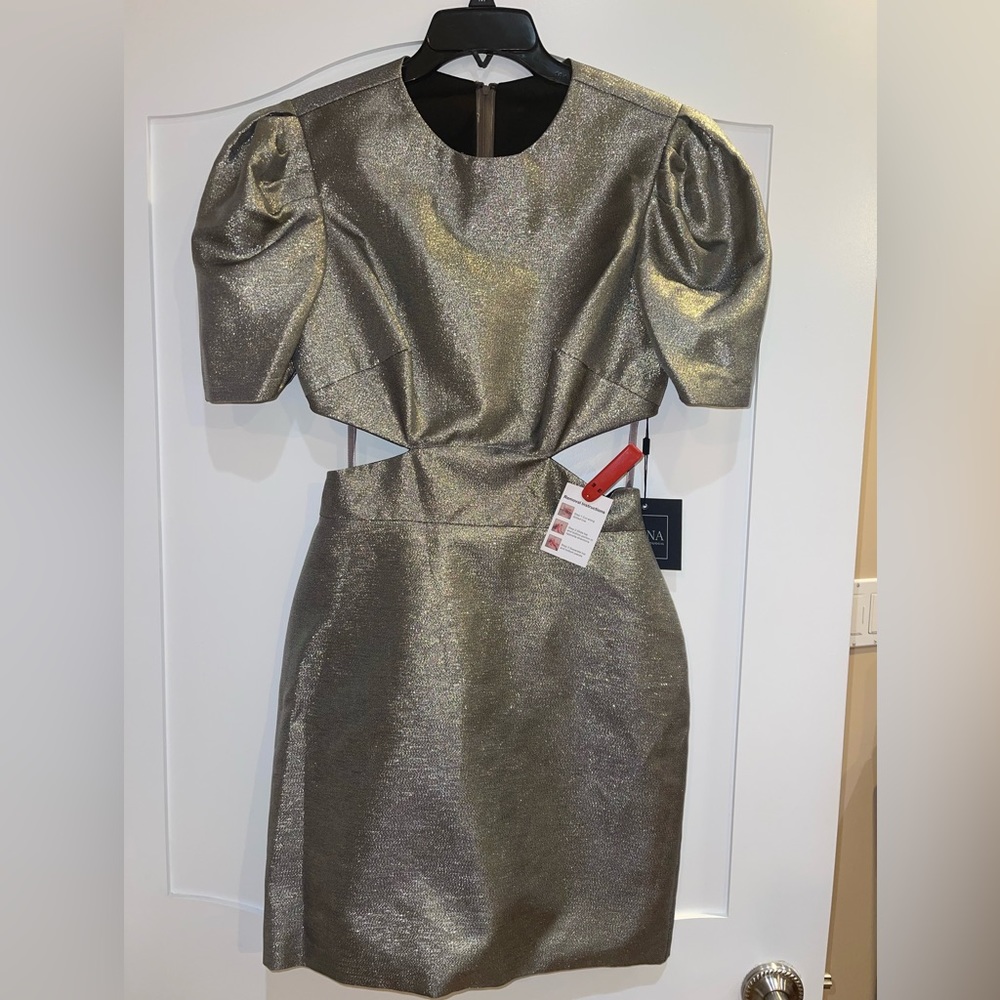Gold puff sleeve dress